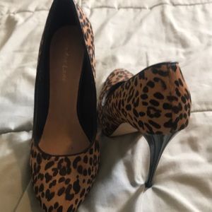 Maiden Lane Leopard Calf Hair heels